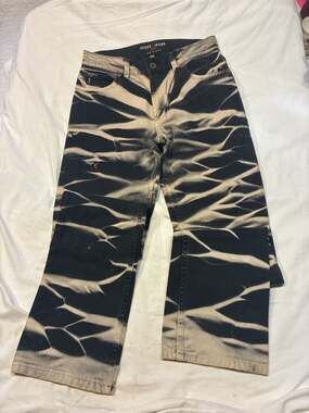 Vintage Guess Jeans 046 Low Rider Tiger Stripe Bleach Dye Denim Made in Italy